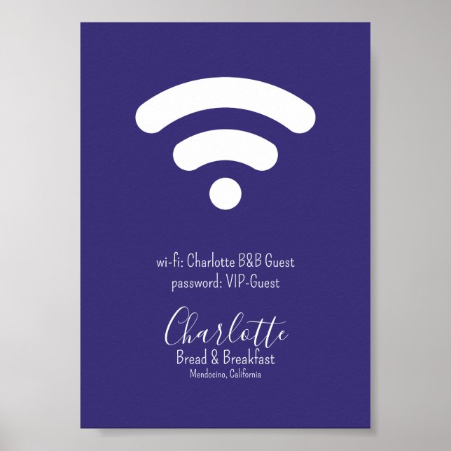 Wi-Fi Access Modern Simple Lila White Poster (Framsidan)