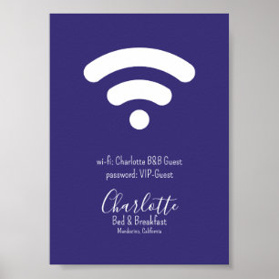 Wi-Fi Access Modern Simple Lila White Poster