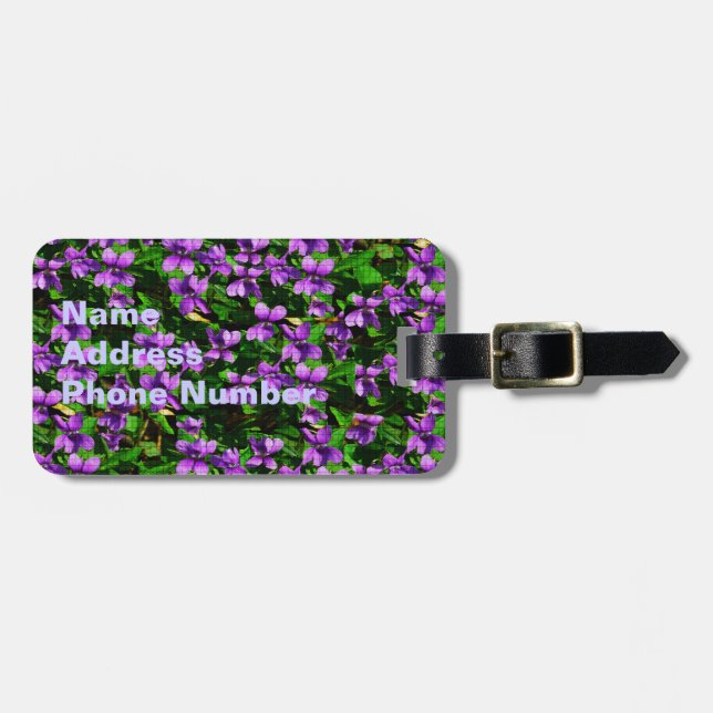 WI State Flower Wood Violet Mosaic Bagagebricka (Horisontell Framsida)