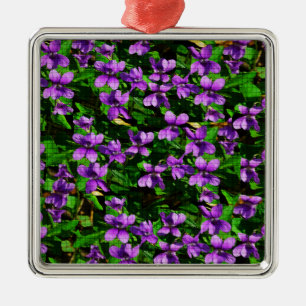 WI State Flower Wood Violet Mosaic Julgransprydnad Metall