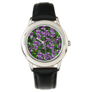 WI State Flower Wood Violet Mosaic Mönster Armbandsur