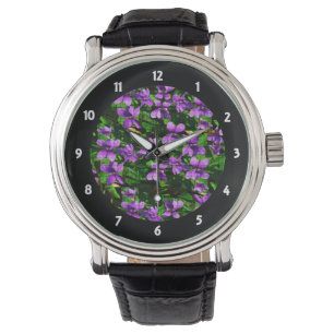 WI State Flower Wood Violet Mosaic Mönster Armbandsur