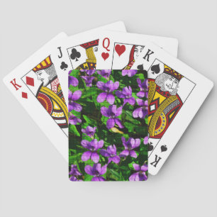 WI State Flower Wood Violet Mosaic Mönster Casinokort