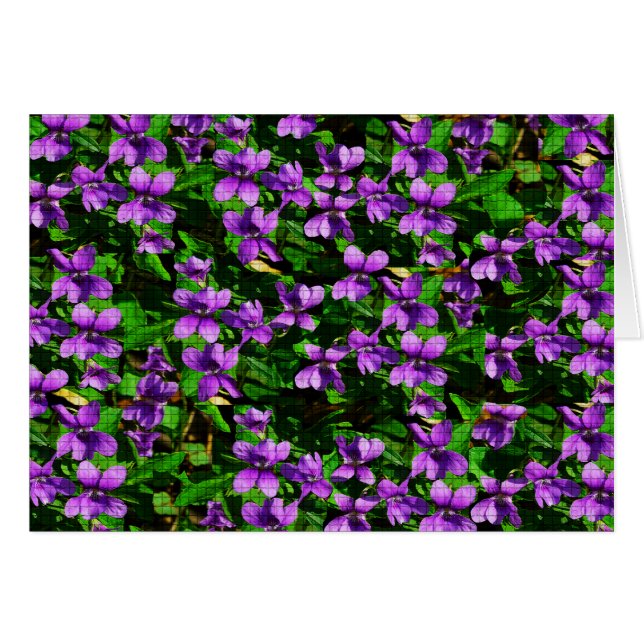 WI State Flower Wood Violet Mosaic Mönster Hälsningskort (Framsidan Horizontal)
