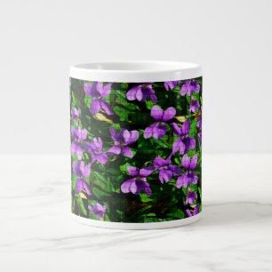 WI State Flower Wood Violet Mosaic Mönster Jumbo Mugg