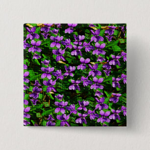 WI State Flower Wood Violet Mosaic Mönster Knapp
