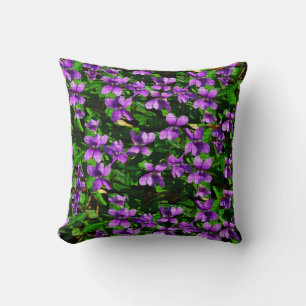 WI State Flower Wood Violet Mosaic Mönster Kudde