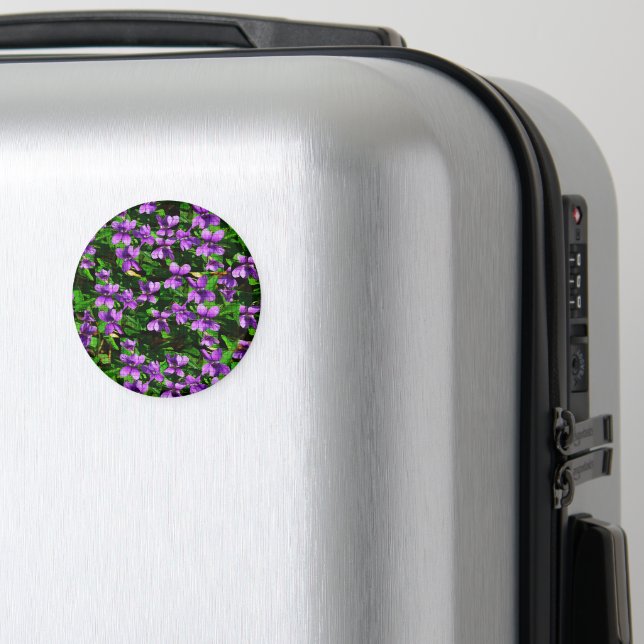 WI State Flower Wood Violet Mosaic Mönster Magnet (In Situ (Luggage))