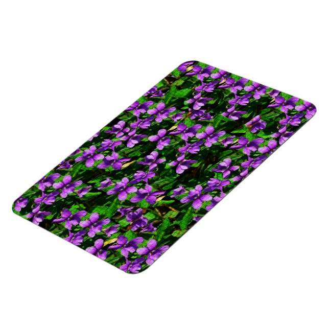 WI State Flower Wood Violet Mosaic Mönster Magnet (Vänstra Sidan)