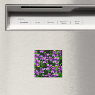 WI State Flower Wood Violet Mosaic Mönster Magnet