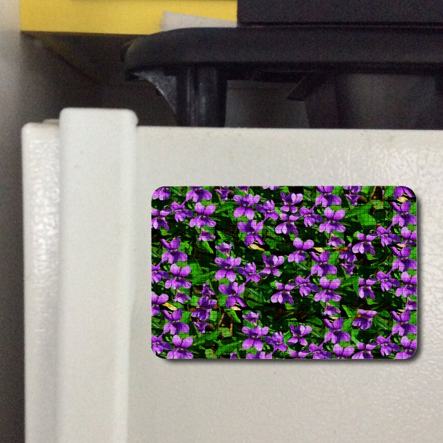 WI State Flower Wood Violet Mosaic Mönster Magnet (WI State Flower Wood Violet Mosaic Pattern Flexible Magnet)
