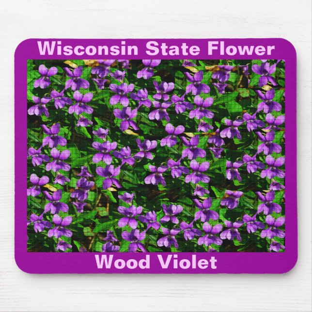 WI State Flower Wood Violet Mosaic Mönster Musmatta (Framsidan)