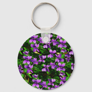 WI State Flower Wood Violet Mosaic Mönster Nyckelring