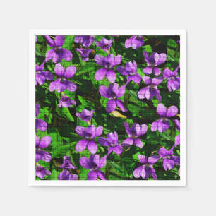 WI State Flower Wood Violet Mosaic Mönster Pappersservett