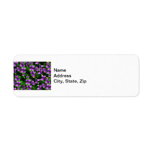 WI State Flower Wood Violet Mosaic Mönster Returadress Etikett