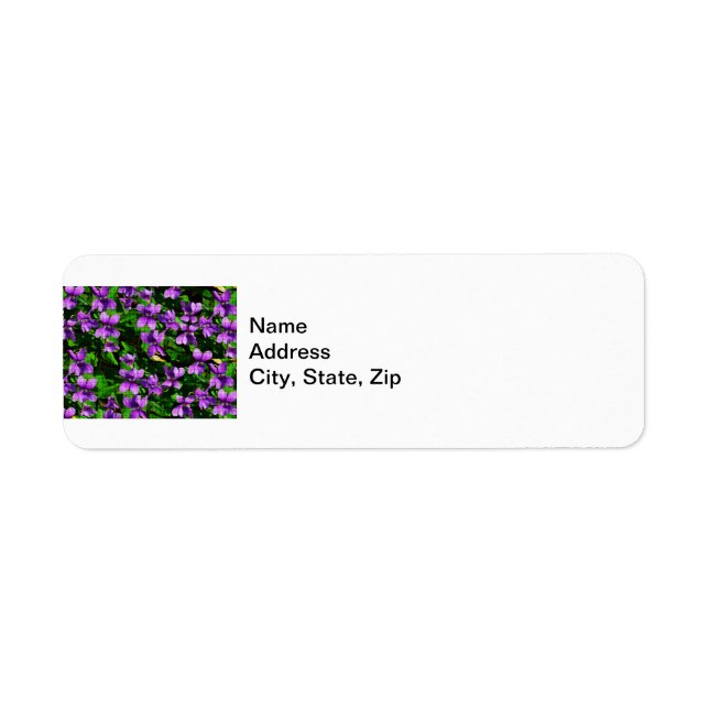 WI State Flower Wood Violet Mosaic Mönster Returadress Etikett (Framsidan)