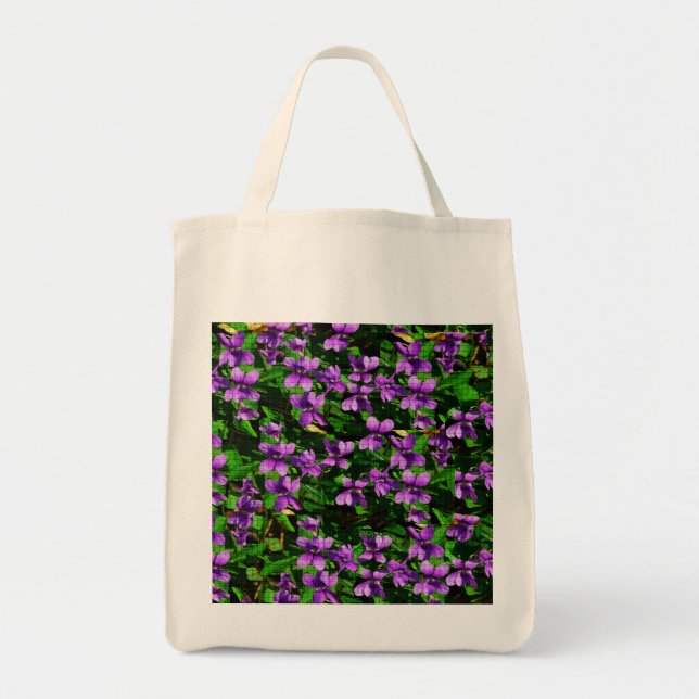WI State Flower Wood Violet Mosaic Tygkasse (Framsidan)
