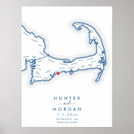 Wianno Club Bröllop Marinblått Gästboksposter Poster