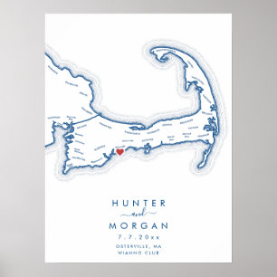 Wianno Club Bröllop Marinblått Gästboksposter Poster