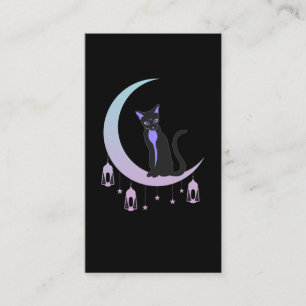 Wicca Crescent Måne Mystical Cat Pastel Goth Visitkort