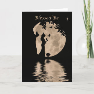 Wicca grattis på födelsedagen med häxan och djur kort