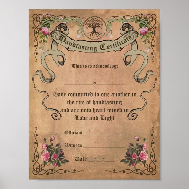 WICCA HANDFASTSTING CERTIFICATE - PARCHMENT POSTER (Framsidan)