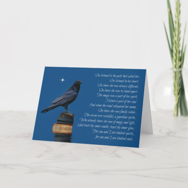 Wicca Inspired Magick Raven eller Kråka Birthday Kort (Framsida)