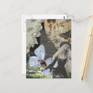 Wicca Mixed Media Collage Vykort