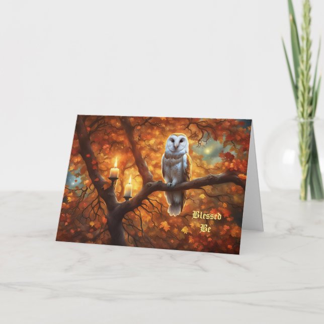 Wicca Pagan Grattis på födelsedagen Uggla Candles  Kort (Framsida)