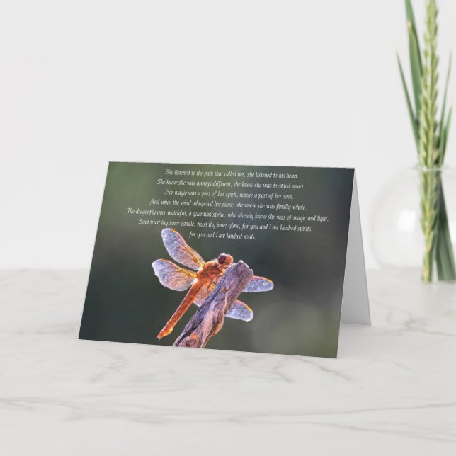 Wicca Pagan Inspired Dragonfly Birthday Kort (Framsida)