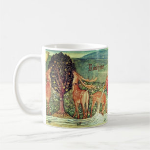 Wicca Pagan Stag-Hjort över konturutskrift Kaffemugg