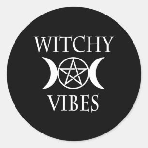 Wicca Pentacle Triple Måne Goddess Witchy S Runt Klistermärke