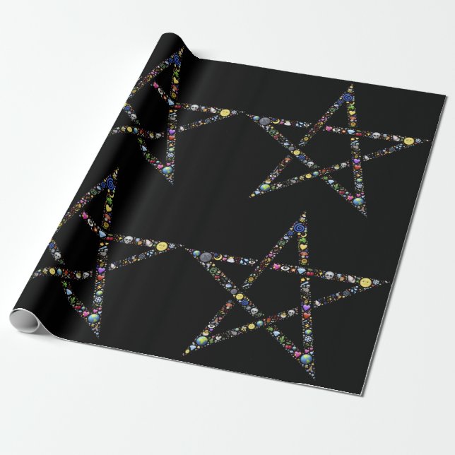 Wicca pentagram-omslag papper presentpapper (Utrullad)