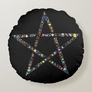 wicca pentagram rund kudde