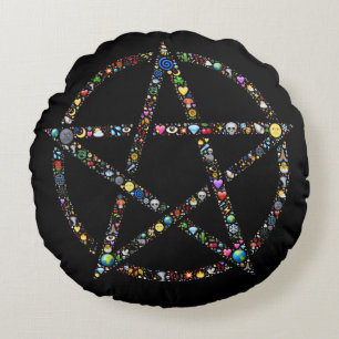 wicca pentagram rund kudde