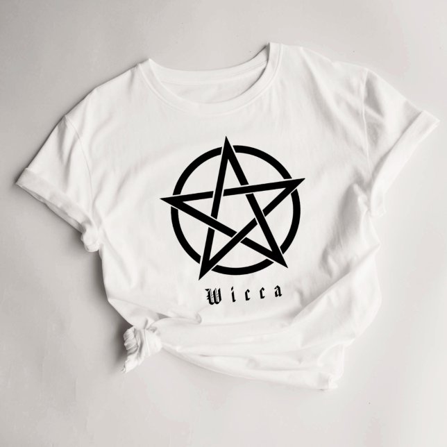 Wicca Pentagram Wiccan Text T-Shirt (Skapare uppladdad)