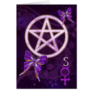 Wiccan Amethyst Jeweled Butterfly Art Hälsningskort