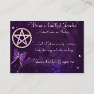 Wiccan Amethyst Jeweled Butterfly Art Visitkort