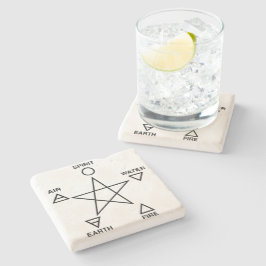 Wiccan Elemental Pentacle Limestone Altar Stenunderlägg