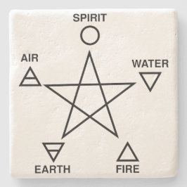Wiccan Elemental Pentacle Limestone Altar Stenunderlägg