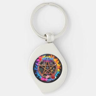 Wiccan Goddess Keychain Swirl Silverfärgad Nyckelring