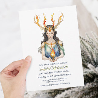 Wiccan Imbolc Horned Goddess Winter Fire Inbjudningar