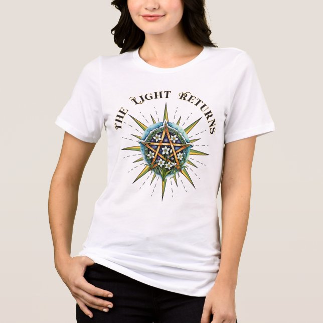 Wiccan Imbolc Sunshine SnoWORps Pentacle T Shirt (Framsida)