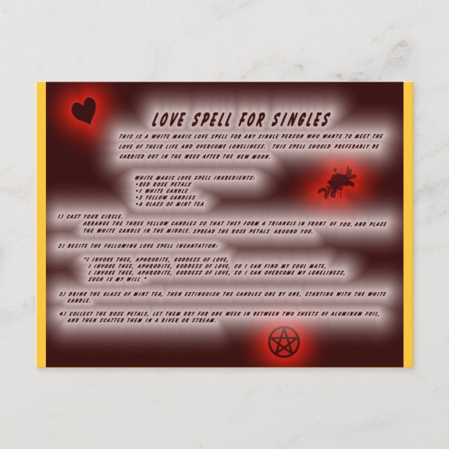 Wiccan Kärlek Spell Vykort (Framsida)