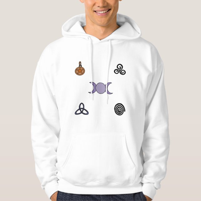 Wiccan- och Pagan-symboler Hoodie (Framsida)