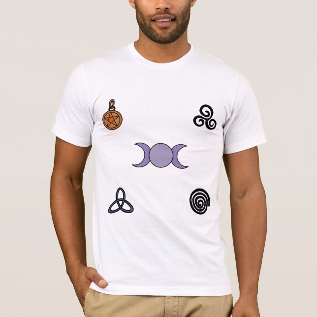 Wiccan- och Pagan-symboler T Shirt (Framsida)