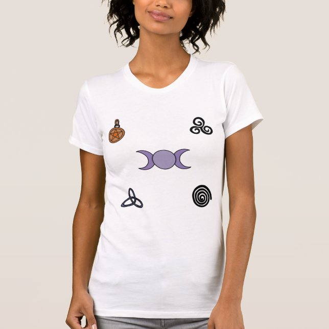 Wiccan- och Pagan-symboler T Shirt (Framsida)