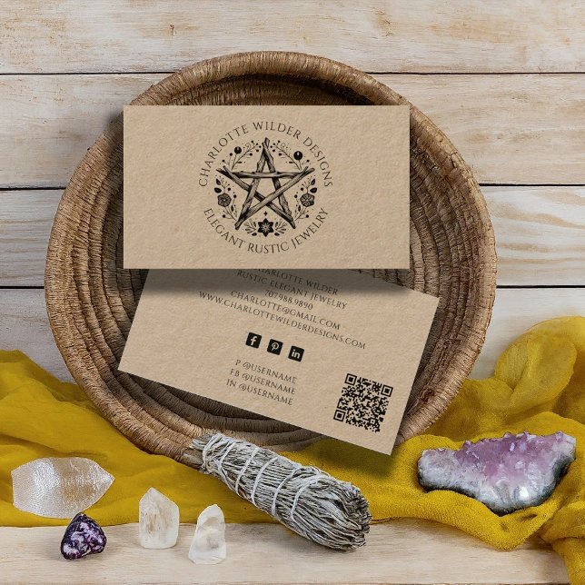 Wiccan Pagan Kraft Jewelry Designer QR-kod Visitkort (Skapare uppladdad)