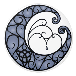Wiccan Pagan Lila and Black Måne Knob Knopp