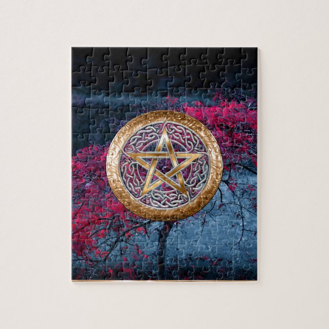 Wiccan Pagan Pentagram Alter Trasa Pussel (Vertikal)